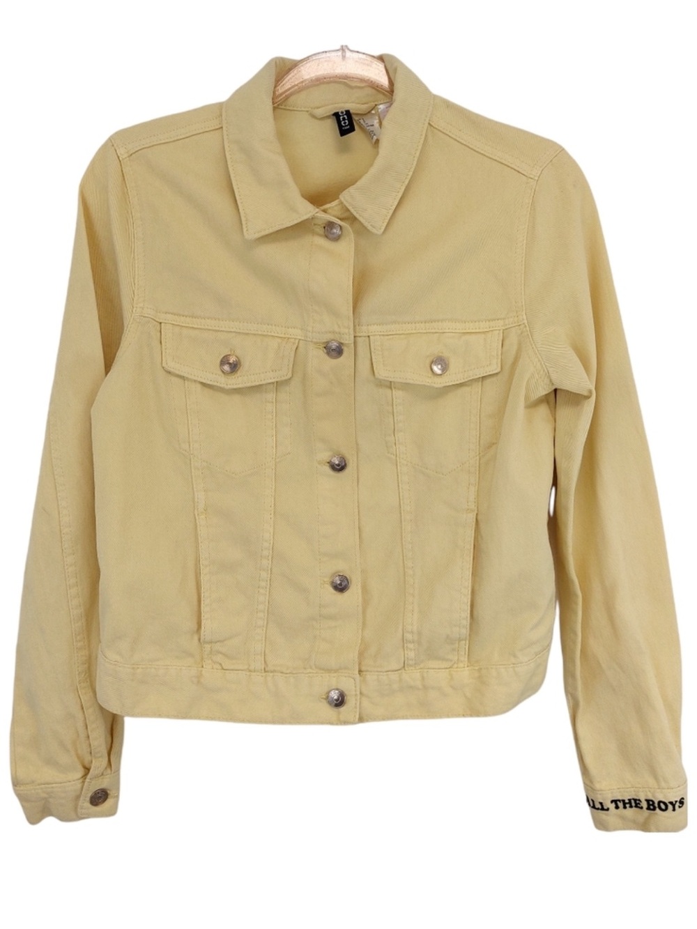 Pure Cotton Knit Denim Jeans Jacket Butter Pale Yellow